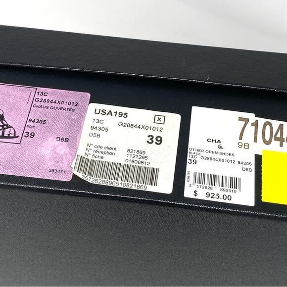 CHANEL CC LOGO BLACK PATENT LEATHER SANDALS HEELS EU 39 / US 9 - Picture 9 of 10